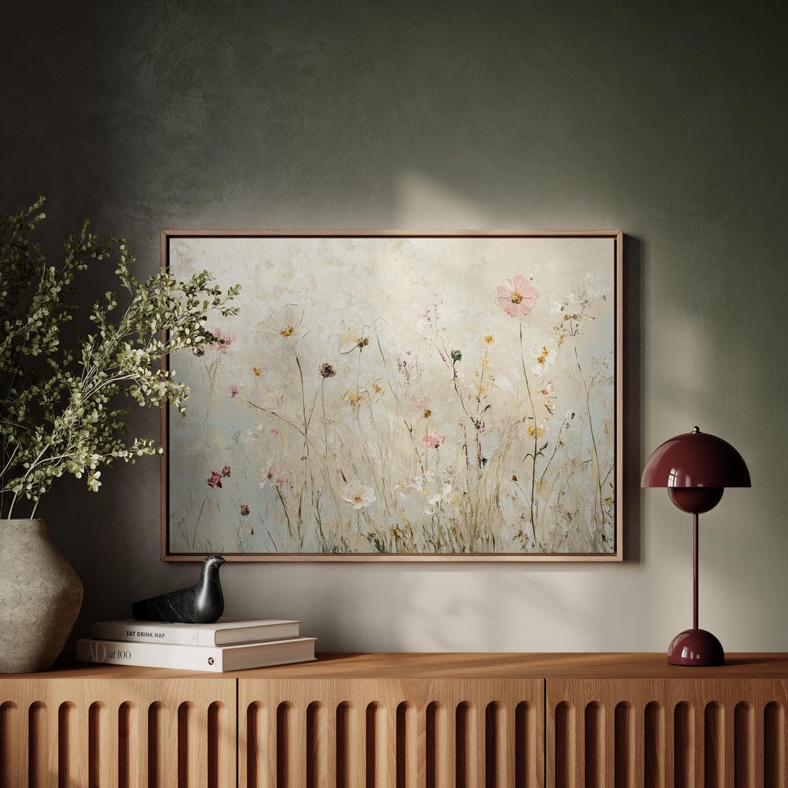 Delicate Wildflower Meadow Neutral Cream Beige Botanical Flower Print - Image 4