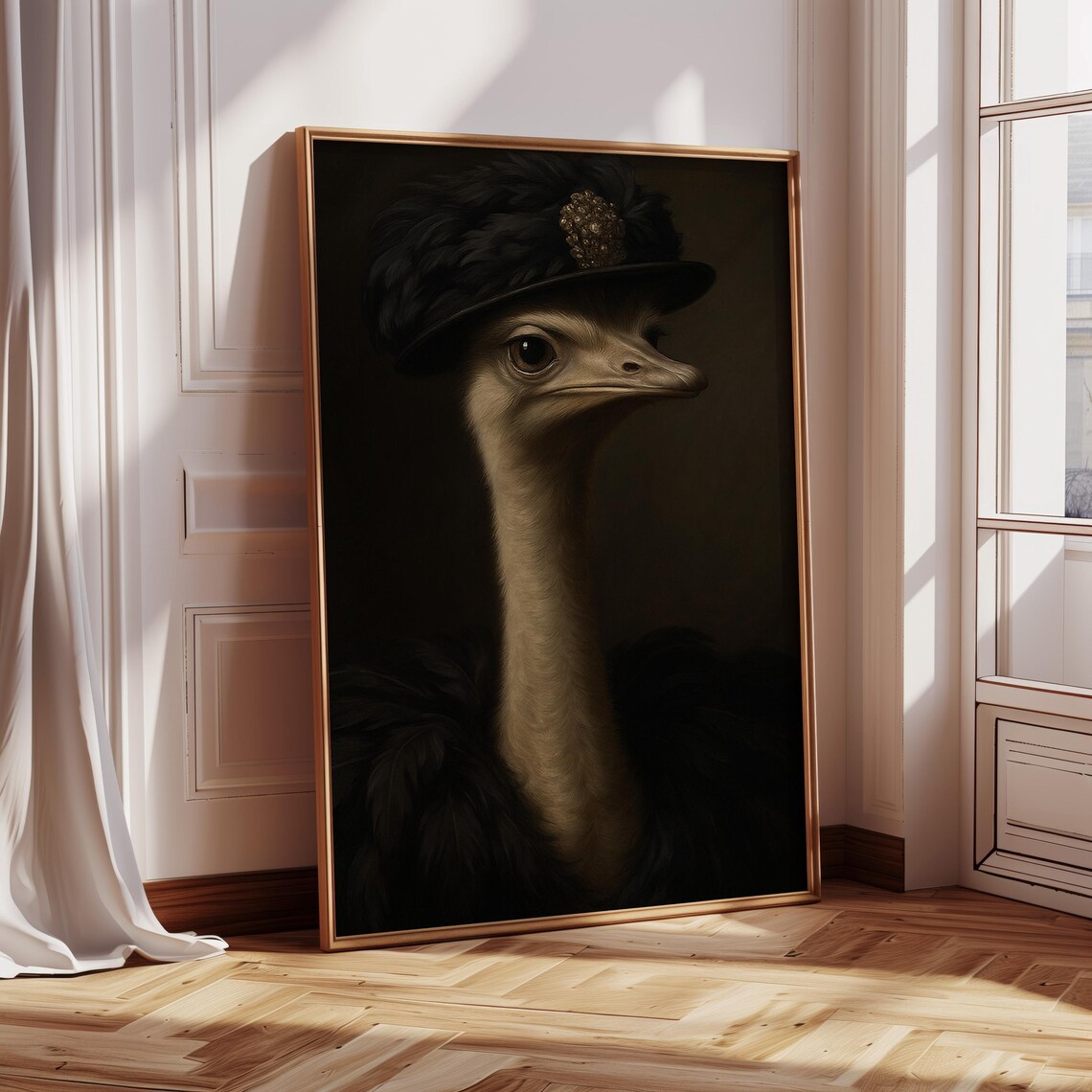 Regal Ostrich Portrait, Vintage Style Pet Parody - Image 3