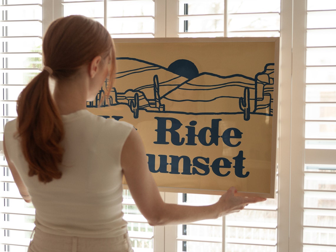We Ride At Sunset Desert Line Art Minimalist Western Wall Art - Image 4