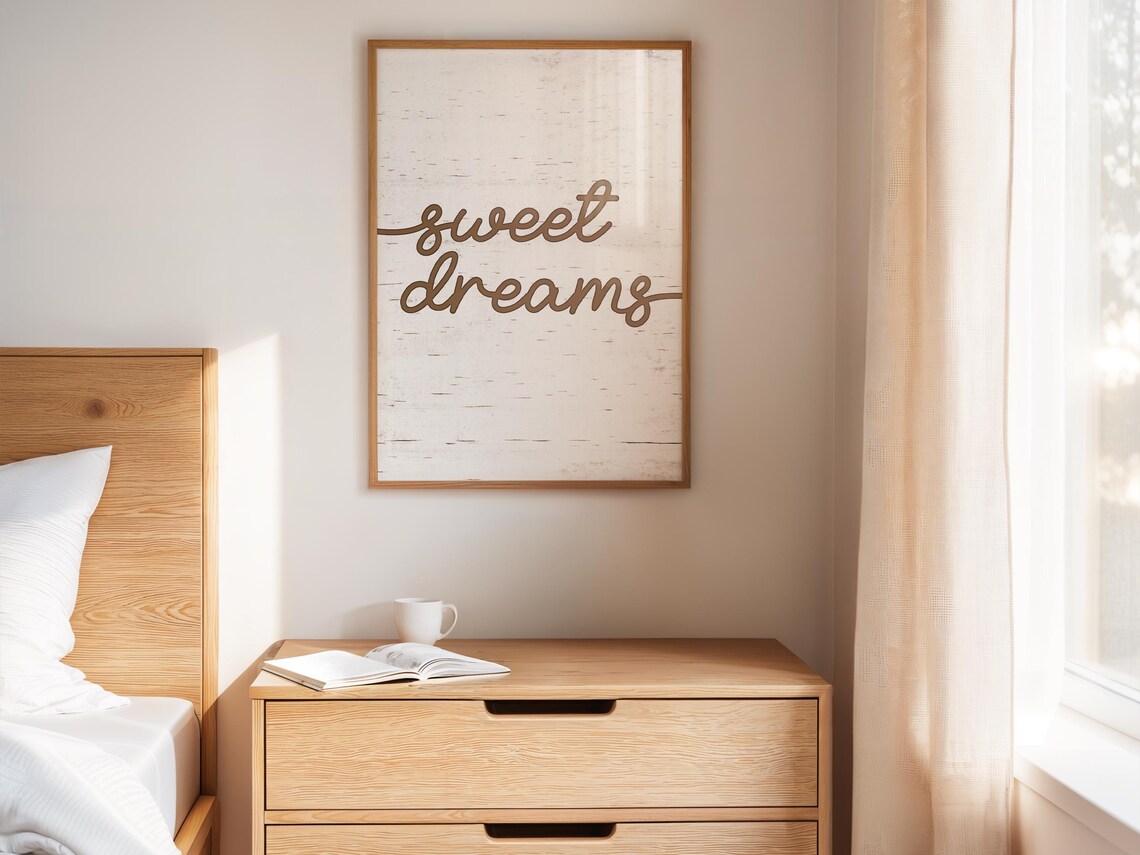 Sweet Dreams Rustic Script Quote, Farmhouse Bedroom - Image 4