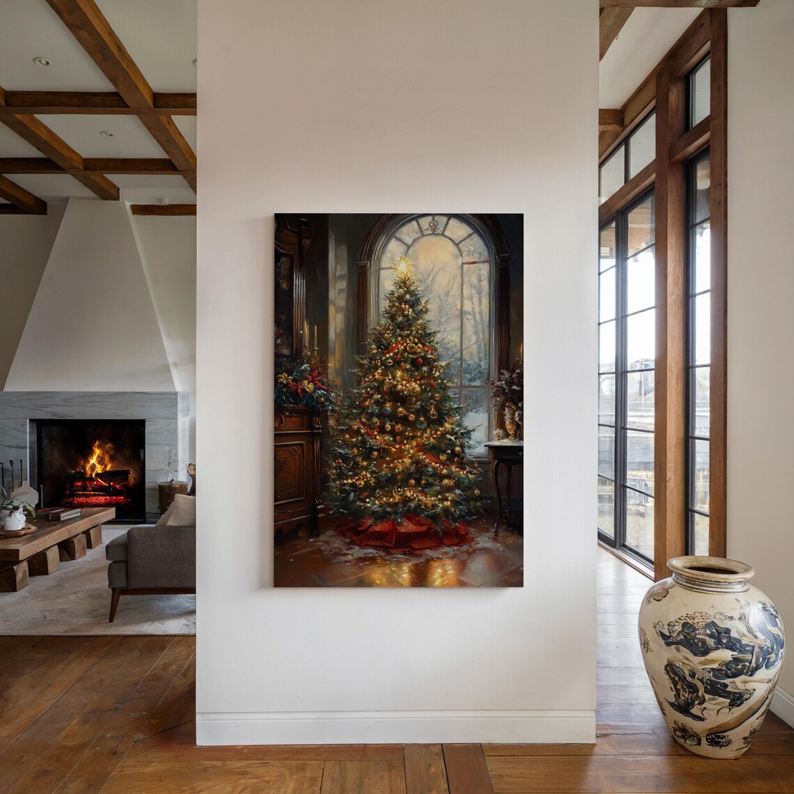 Cozy Christmas Tree by Frosted Window, Vintage Holiday - Image 5