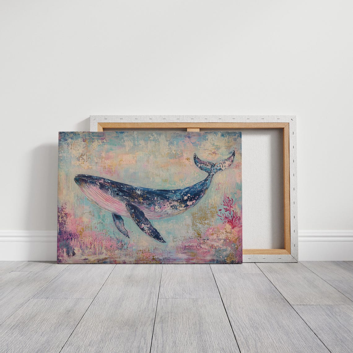 Abstract Whale, Pastel Ocean Background - Image 5