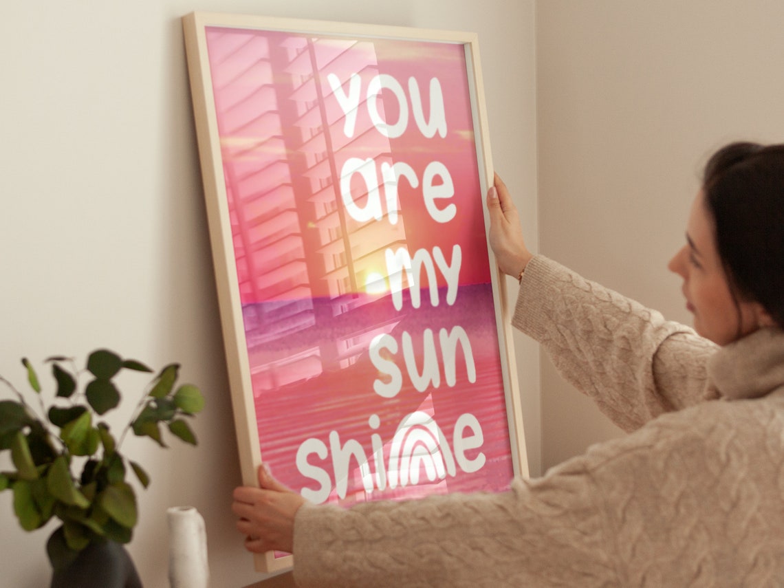 You Are My Sunshine Sunset Ocean Photo Coastal Typography Art Poster - Image 3