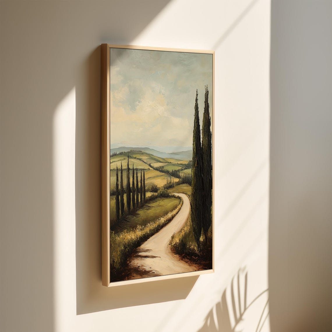 Tuscany Landscape Painting Rolling Hills And Cypress Trees Serene Countryside Wall Art For Rustic Mediterranean Decor - Image 3