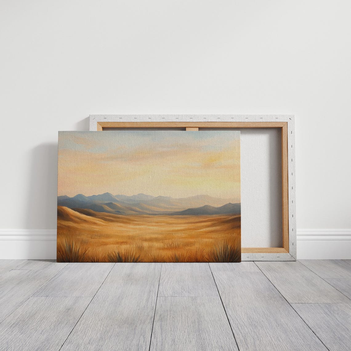 Warm Sunset Over Golden Prairie And Majestic Mountains Wall Art Print - Image 3