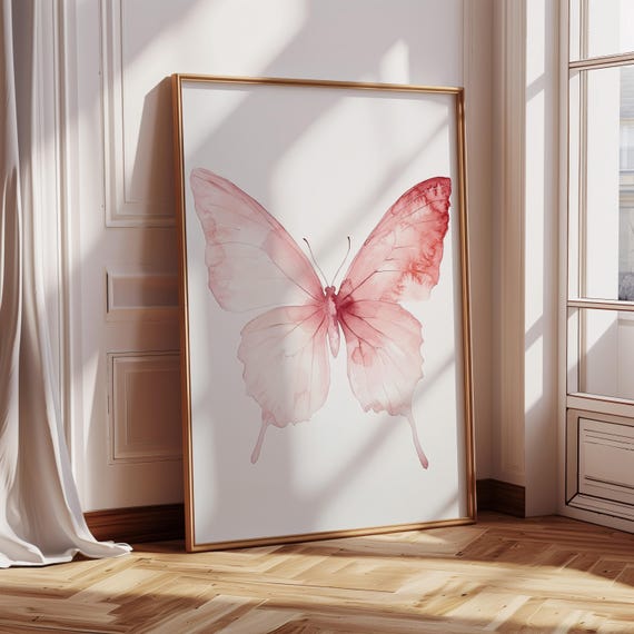 Butterfly Watercolor Art Print, Minimalist Nature Decor