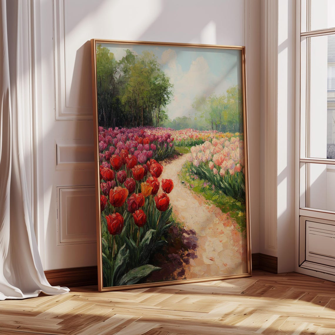 Spring Tulip Path, Impressionist Garden Art Print - Image 3