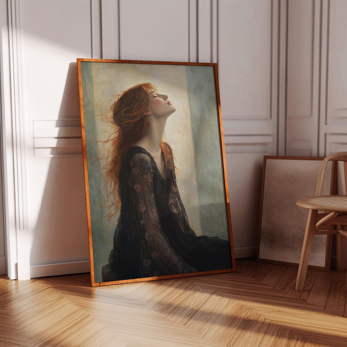 Redhead Woman Flowing Hair Dreamy Light Fine Art Portrait Poster - Image 3