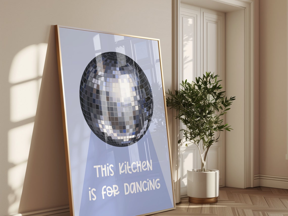 The Kitchen Is For Dancing Wall Art Boho Minimalist Prints Bohominimalistdecor Retro Art Groovy Art File