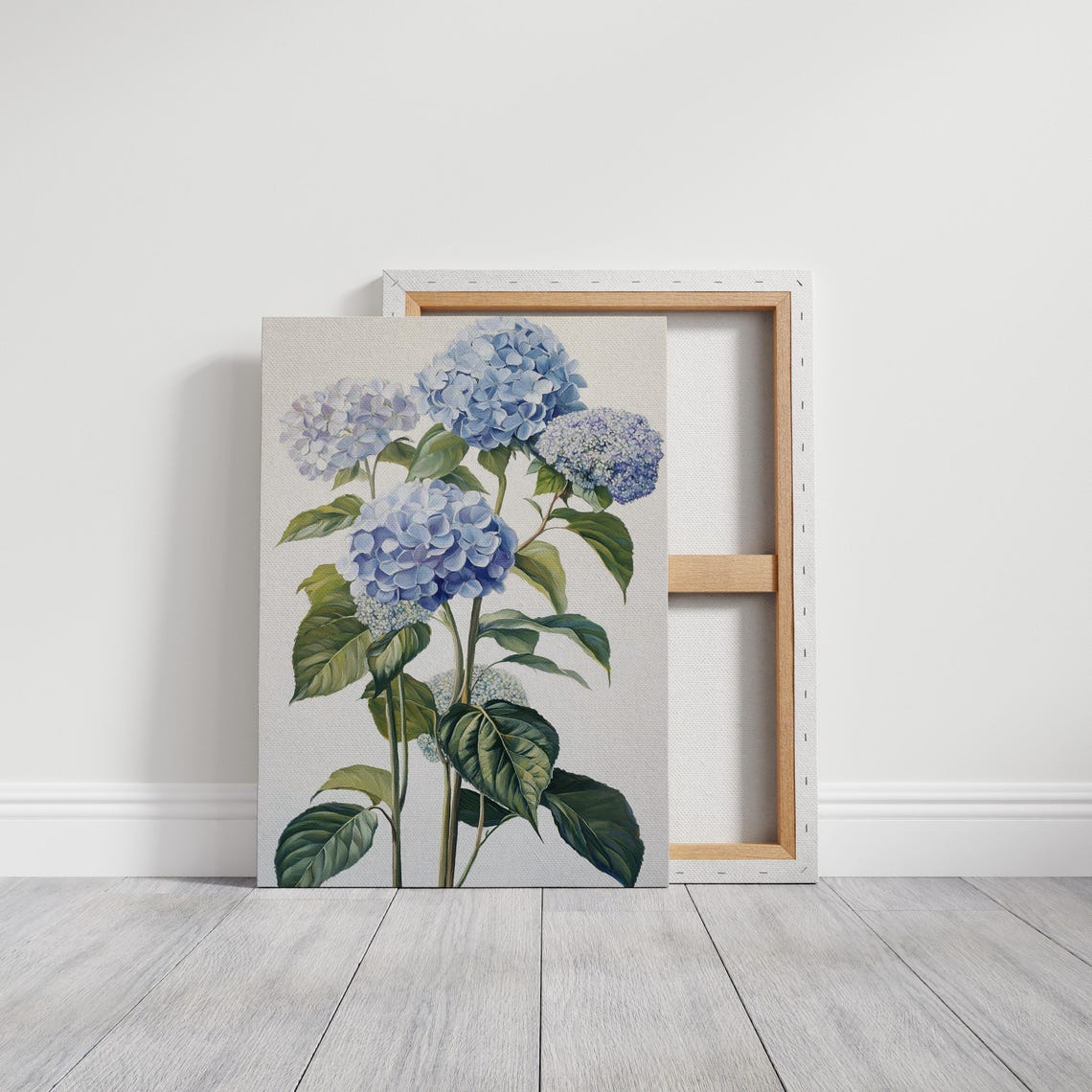 Blue Hydrangeas Green Leaves Elegant Botanical Garden Floral Poster - Image 3