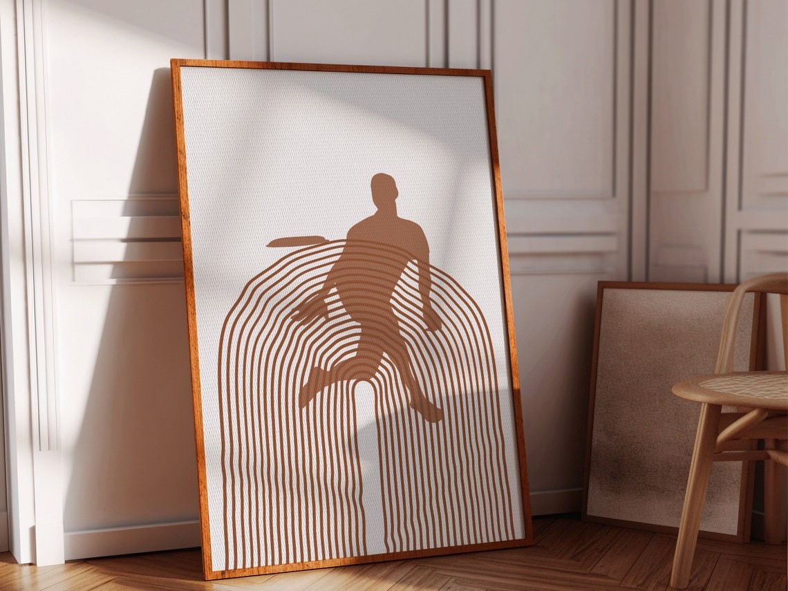 Ultimate Frisbee Player Silhouette Terracotta Rainbow Sports Poster - Image 2