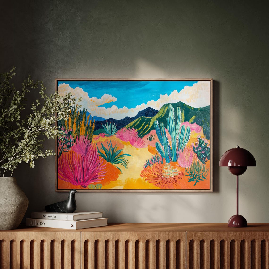 Vibrant Southwest Desert Landscape Painting Style Prints Bold Colors And Cactus Artwork For Modern Wall Decor - Image 2