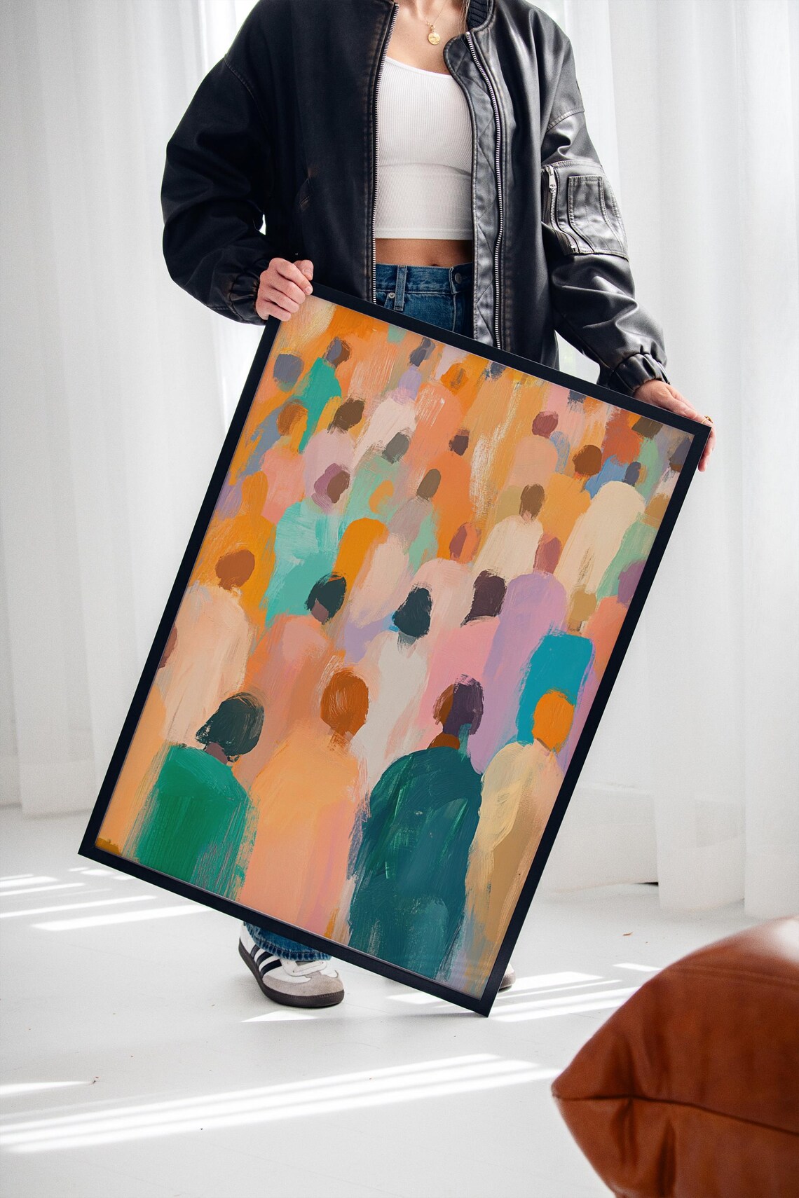 Abstract Crowd Movement, Expressionist Painting - Image 2
