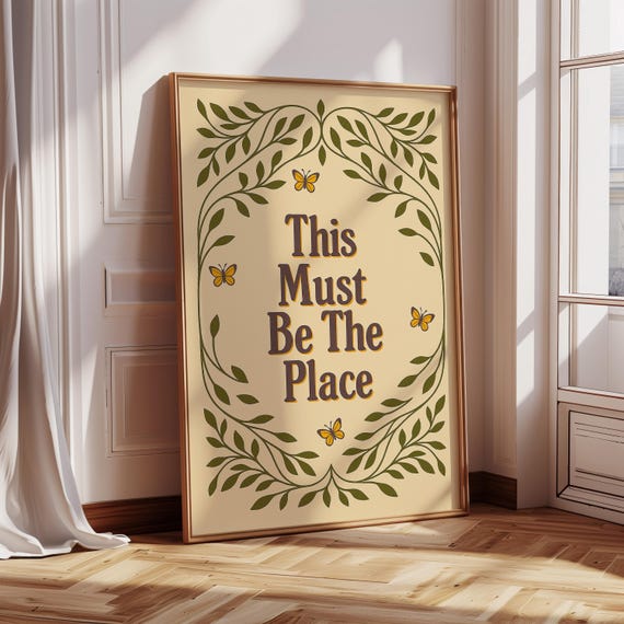 This Must Be The Place Wall Art Whimsical Nature Quote Print With Leaves And Butterflies Retro Boho Home Decor Poster