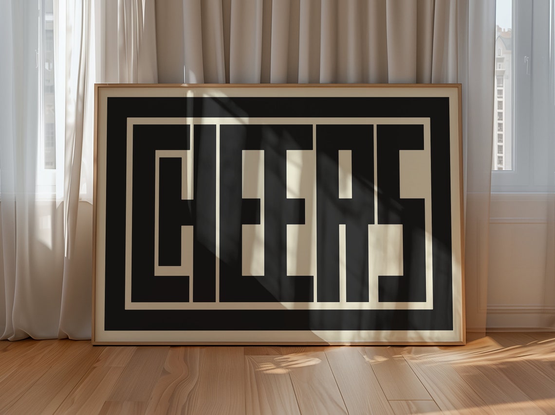 CHEERS Bold Black Typography Bar Cart Kitchen Retro Minimalist Poster - Image 4