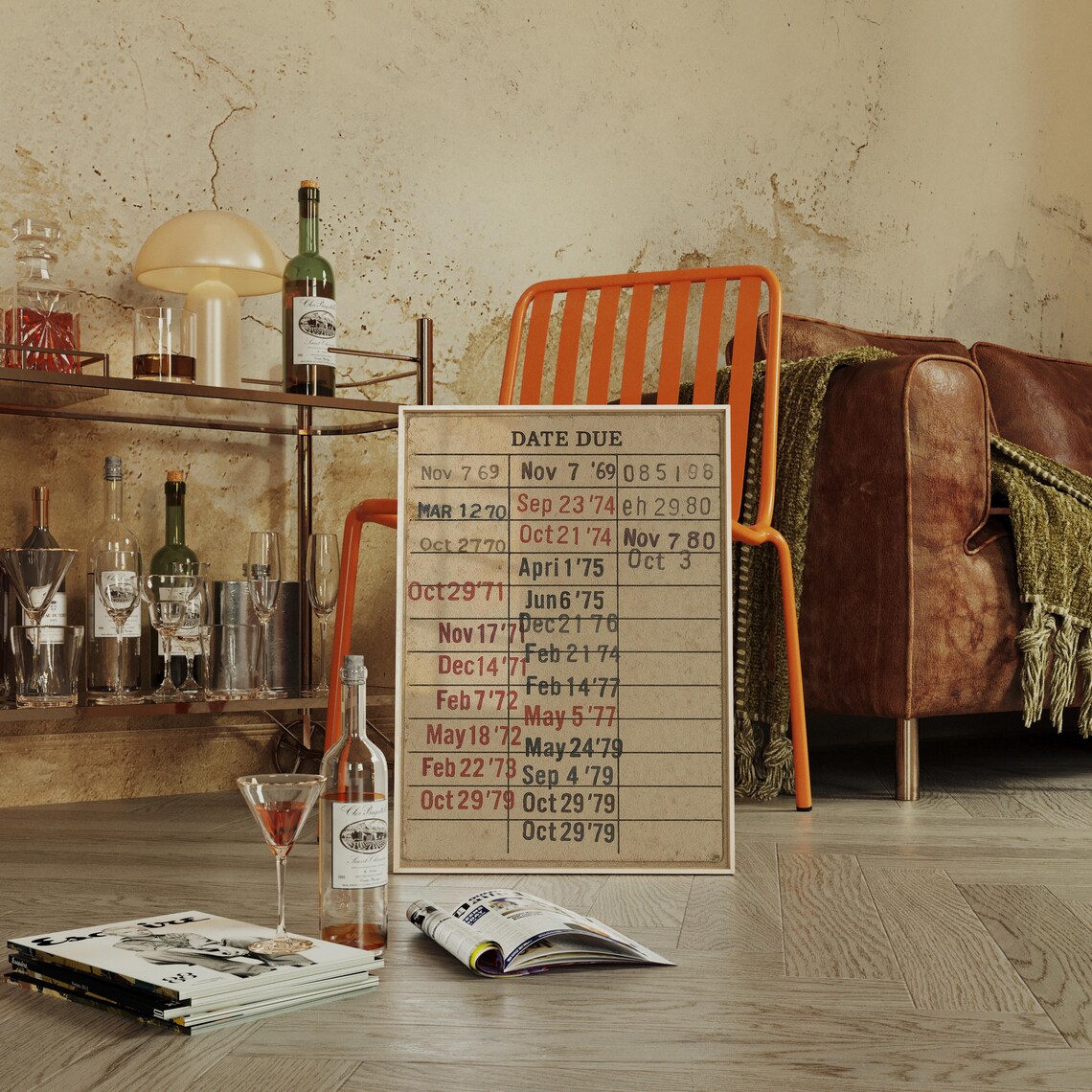 Vintage Library Due Date Card Retro Bookish Nostalgia Poster - Image 5