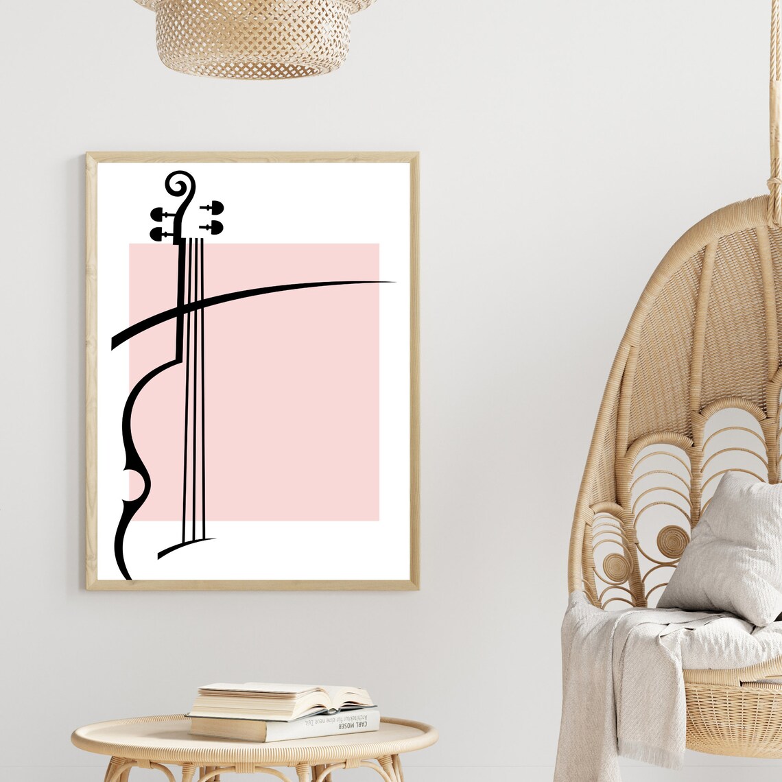 Violin Abstract Line Art Print Pink Music Wall Decor for Music Lovers - Image 4