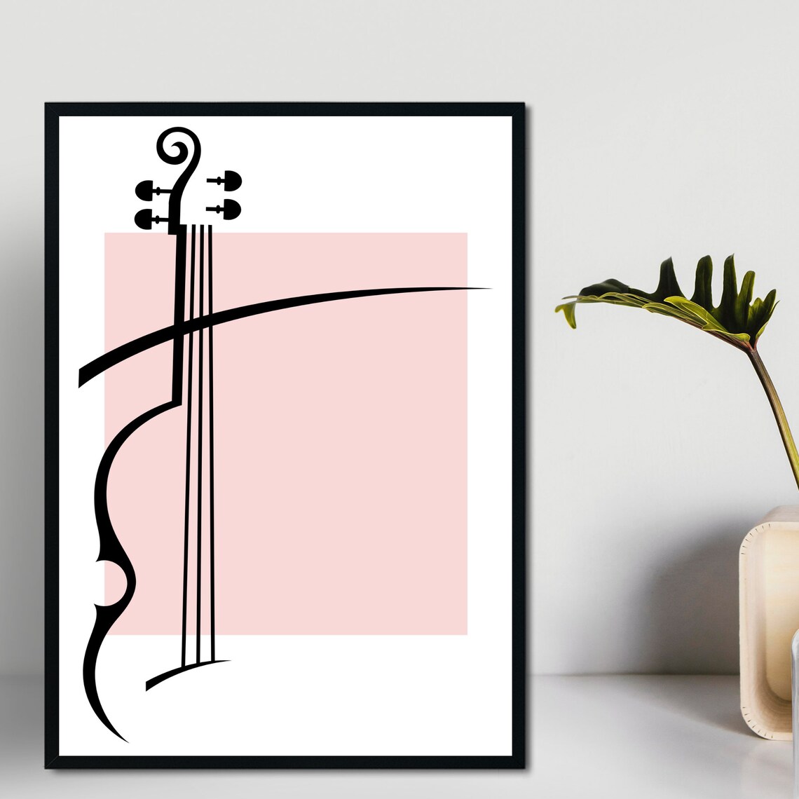 Violin Abstract Line Art Print Pink Music Wall Decor for Music Lovers - Image 2
