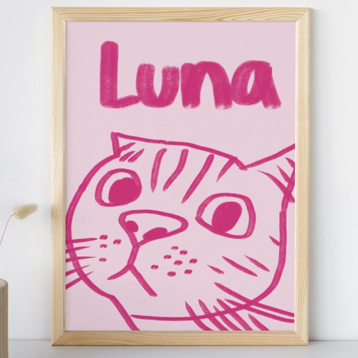 Celia the Cat Green Line Art Personalized Cat Name Minimalist Wall Art - Image 6
