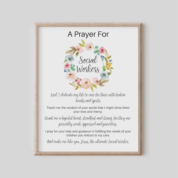 Prayer For Social Workers Floral Wreath Christian Appreciation Gift Wall Art