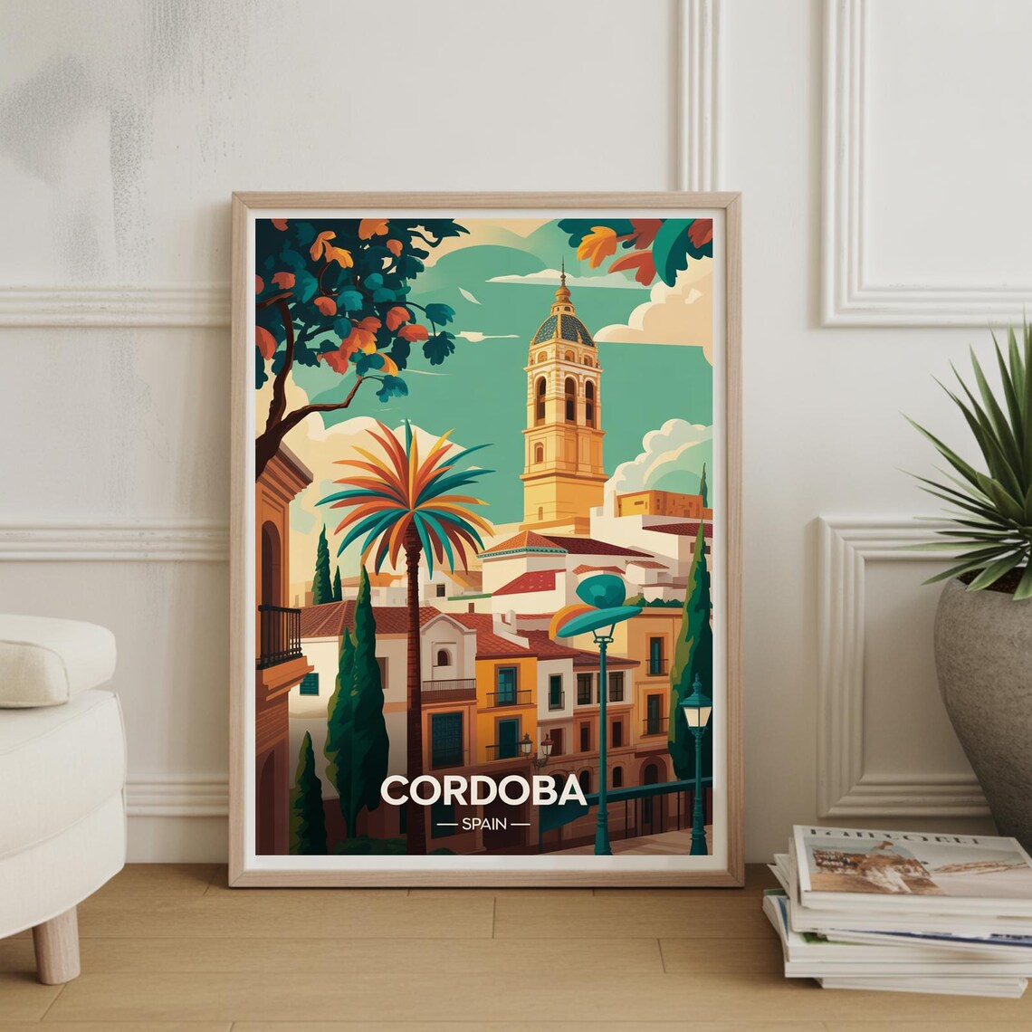 Cordoba Spain Vintage Travel Art Andalusian Cityscape Poster