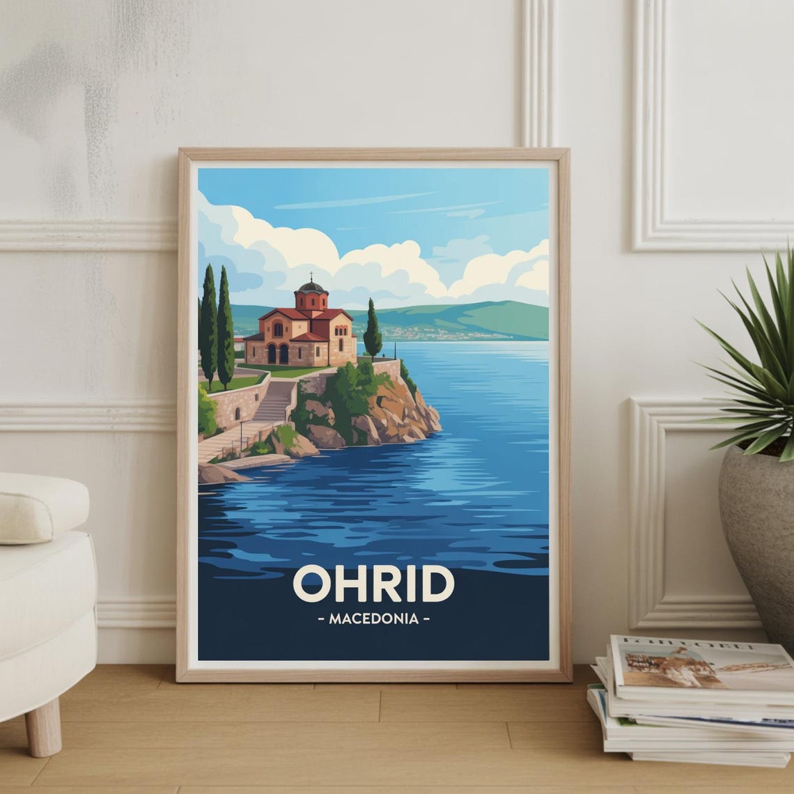 Ohrid Macedonia Saint John Church Cliff Lakeside Travel Poster