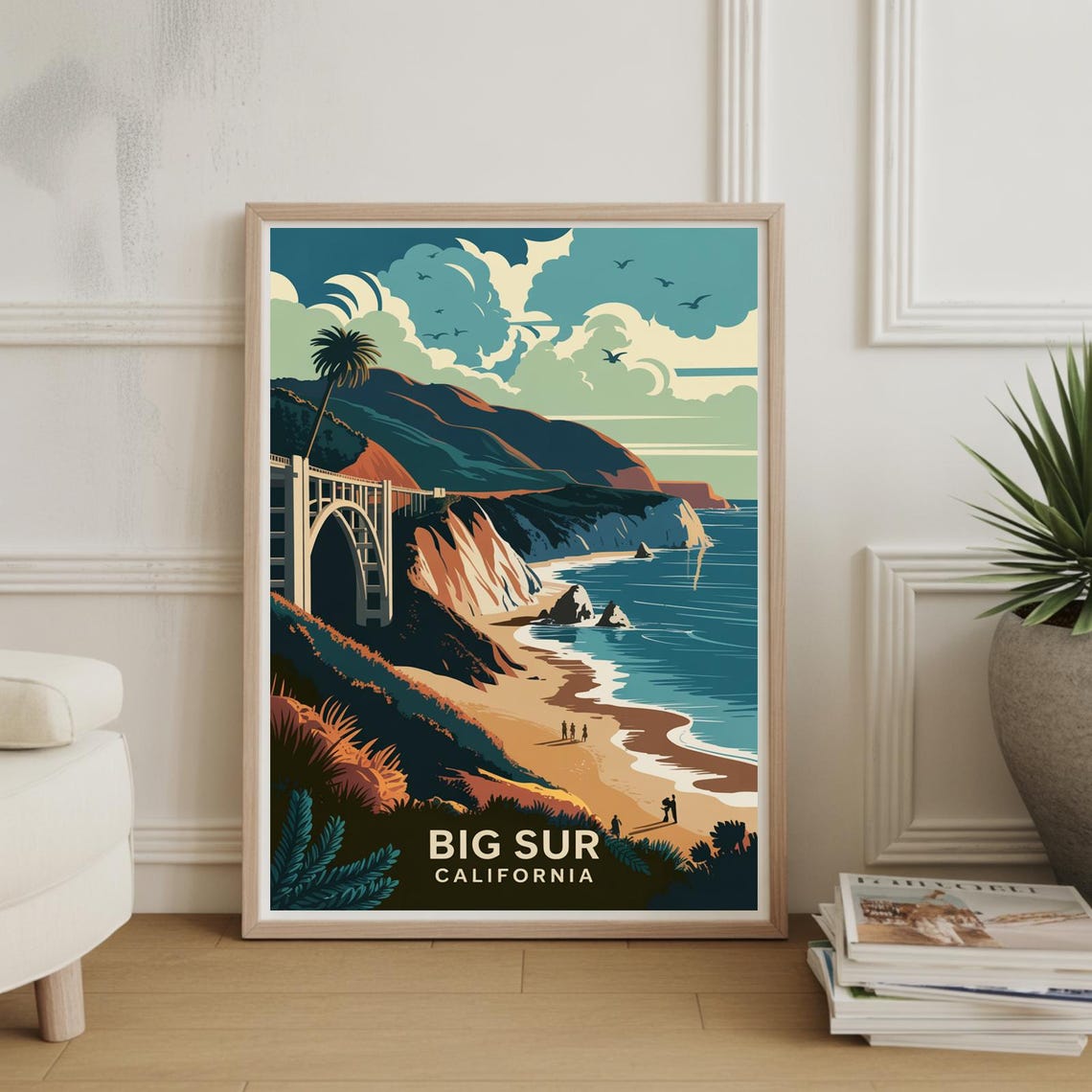 Big Sur California Bixby Bridge Coastline Vintage Travel Poster Art