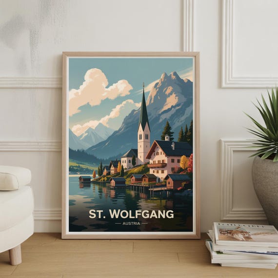 St Wolfgang Austria Travel Poster Scenic Landscape Art Home Office Decor Gift For Wanderlust Enthusiasts