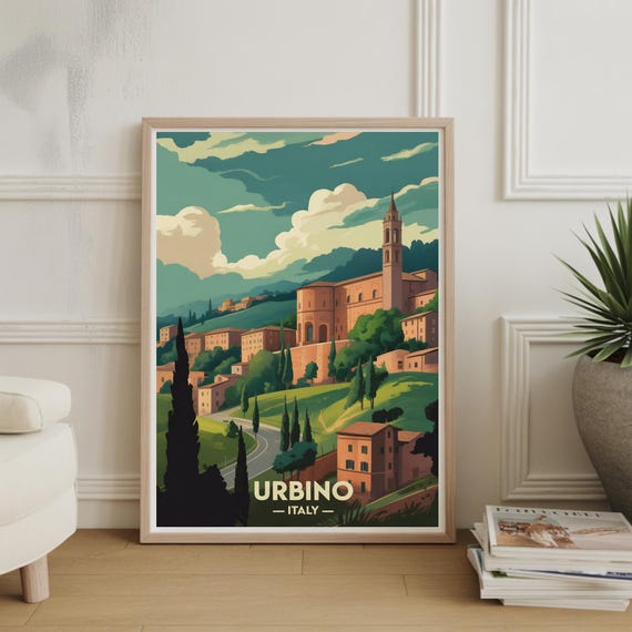 Italy Urbino Poster Travel Wall Art Italian Cityscape Scenery Home Decor Lover Gift