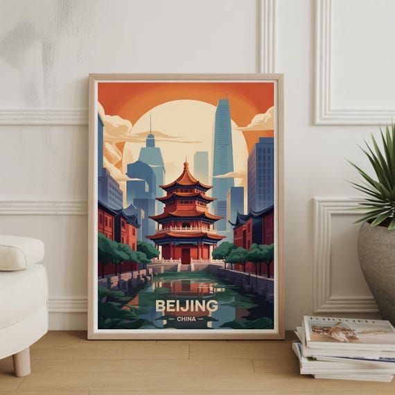 Beijing Cityscape Poster China Landmarks Wall Art Travel Decor For Home Office Gift Travelers