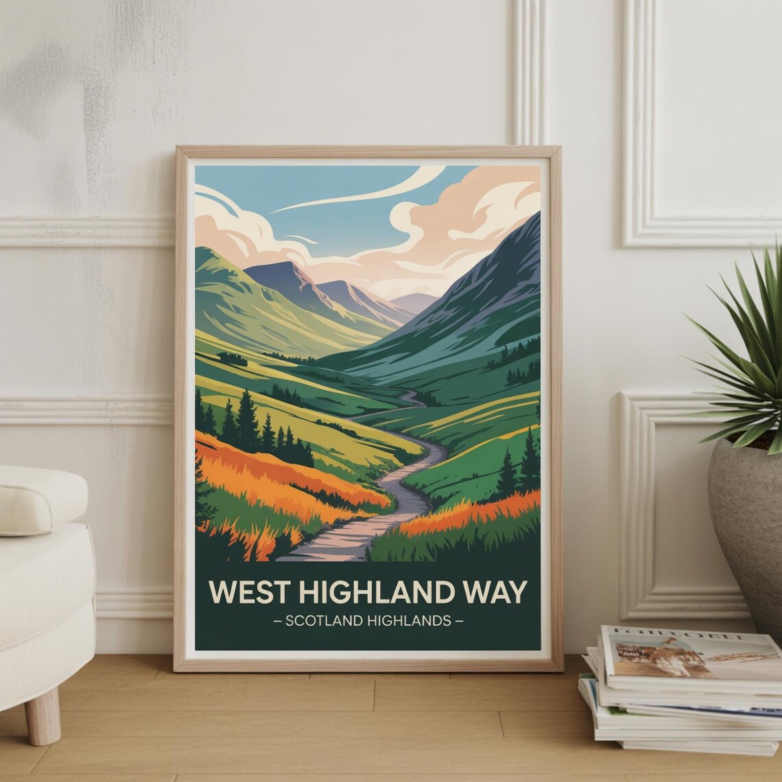 West Highland Way Scotland Highlands Mountain Valley Hiking Travel Poster