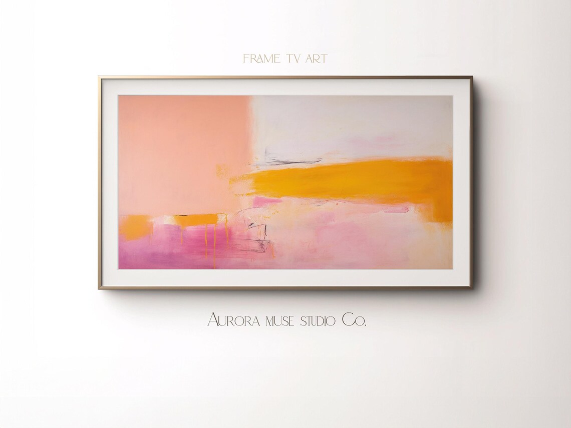Abstract Frame Tv Art Art For Frame Tv Summer Abstract Oil Painting Pink Orange Abstract Modern Art 069 - Image 4
