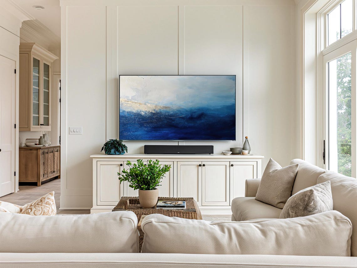 Deep Blue Abstract Ocean Waves With Soft White Horizon Band Poster - Image 5