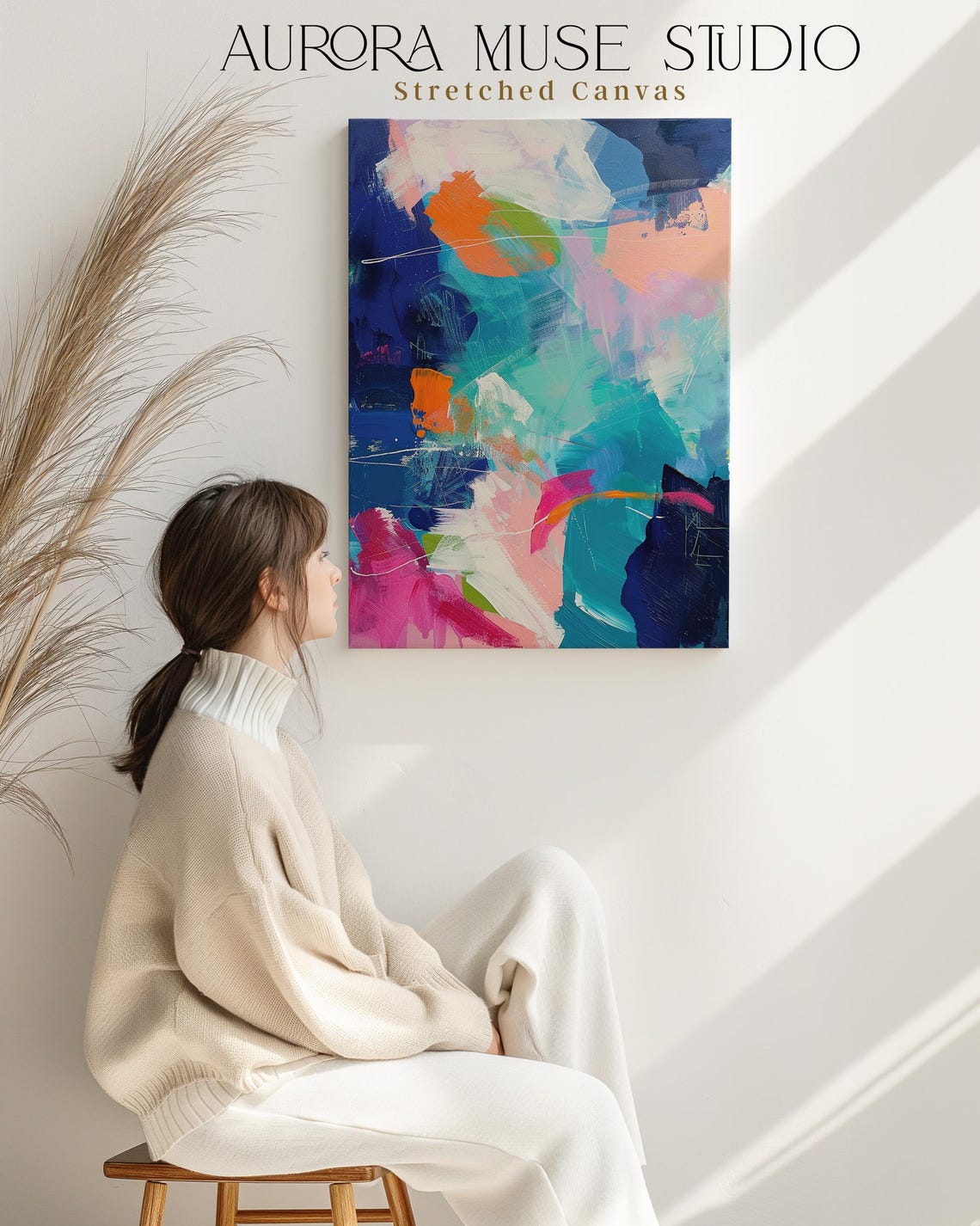 Colorful Abstract Art Bold Wall Decor Contemporary Living Room Art Unique Piece V334 - Image 2
