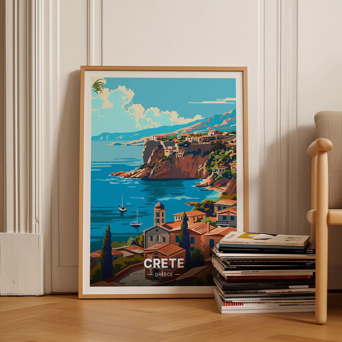 Crete Greece Travel Poster, Scenic Wall Art