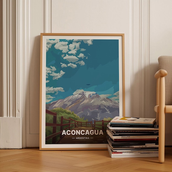 Aconcagua Argentina High Snowy Peak Mountain Trail Andes Poster