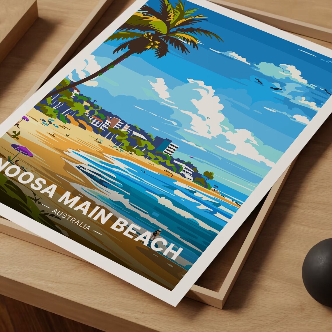 Noosa Main Beach Travel Poster, Australia Coastal Scene - Image 3