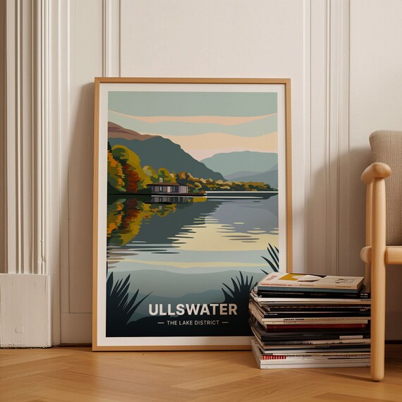 Ullswater Lake District England Boathouse Calm Water View Poster