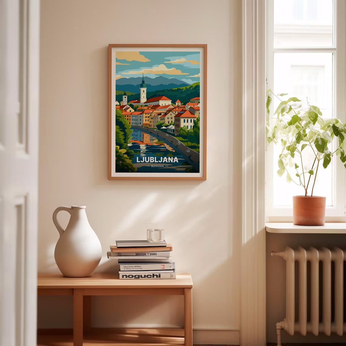 Ljubljana Slovenia Riverside Old Town Mountain Travel Poster - Image 4