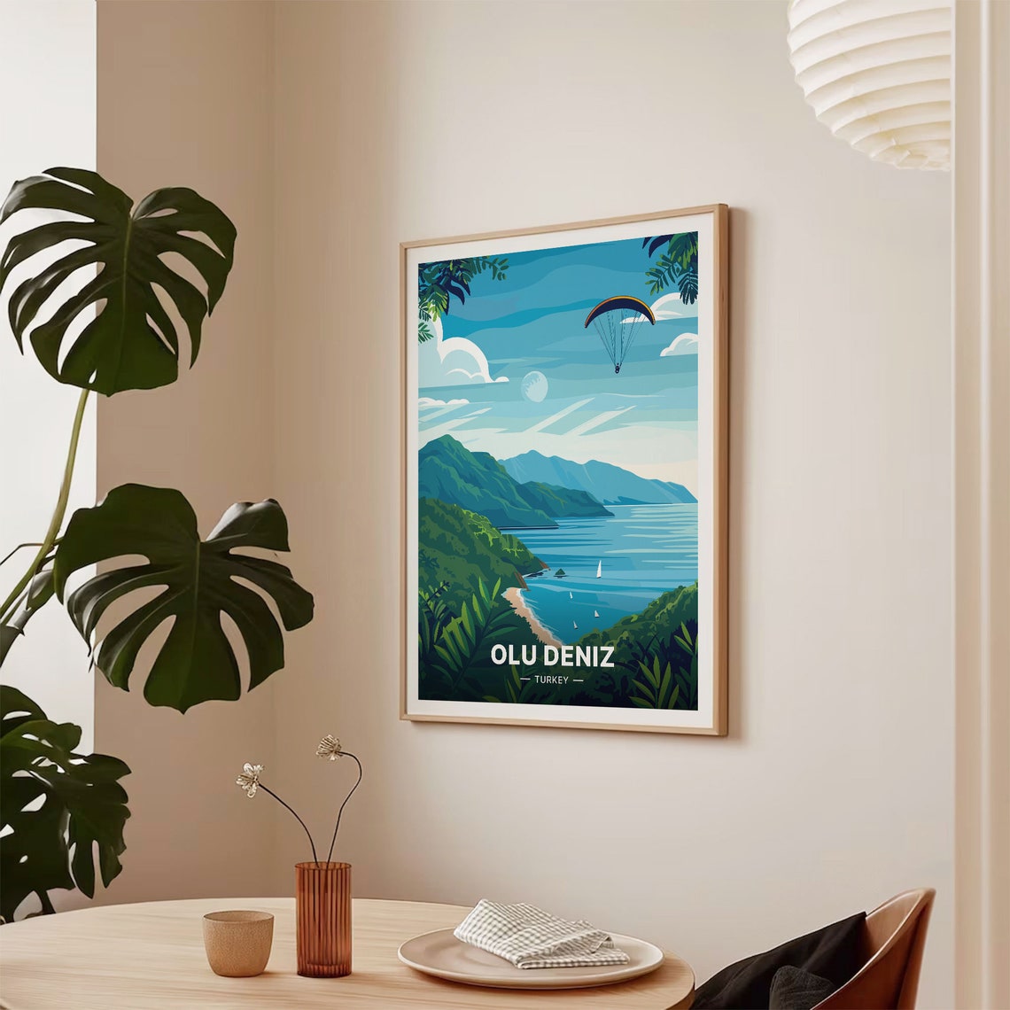 Olu Deniz Turkey Paragliding Over Turquoise Bay Travel Poster - Image 2