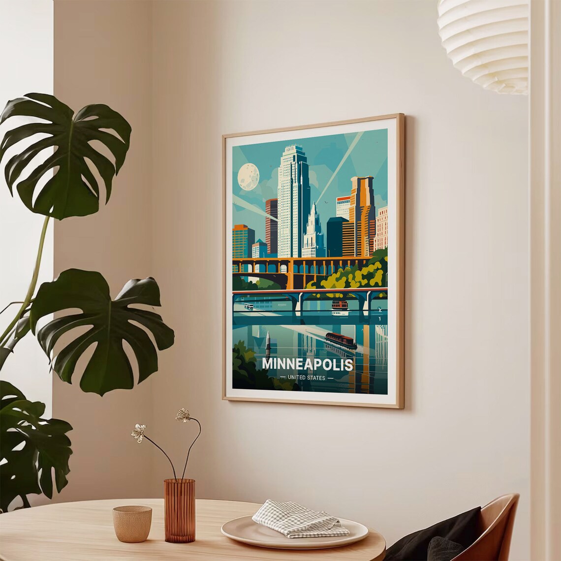 Minneapolis Skyline Travel Poster, Cityscape Decor - Image 2