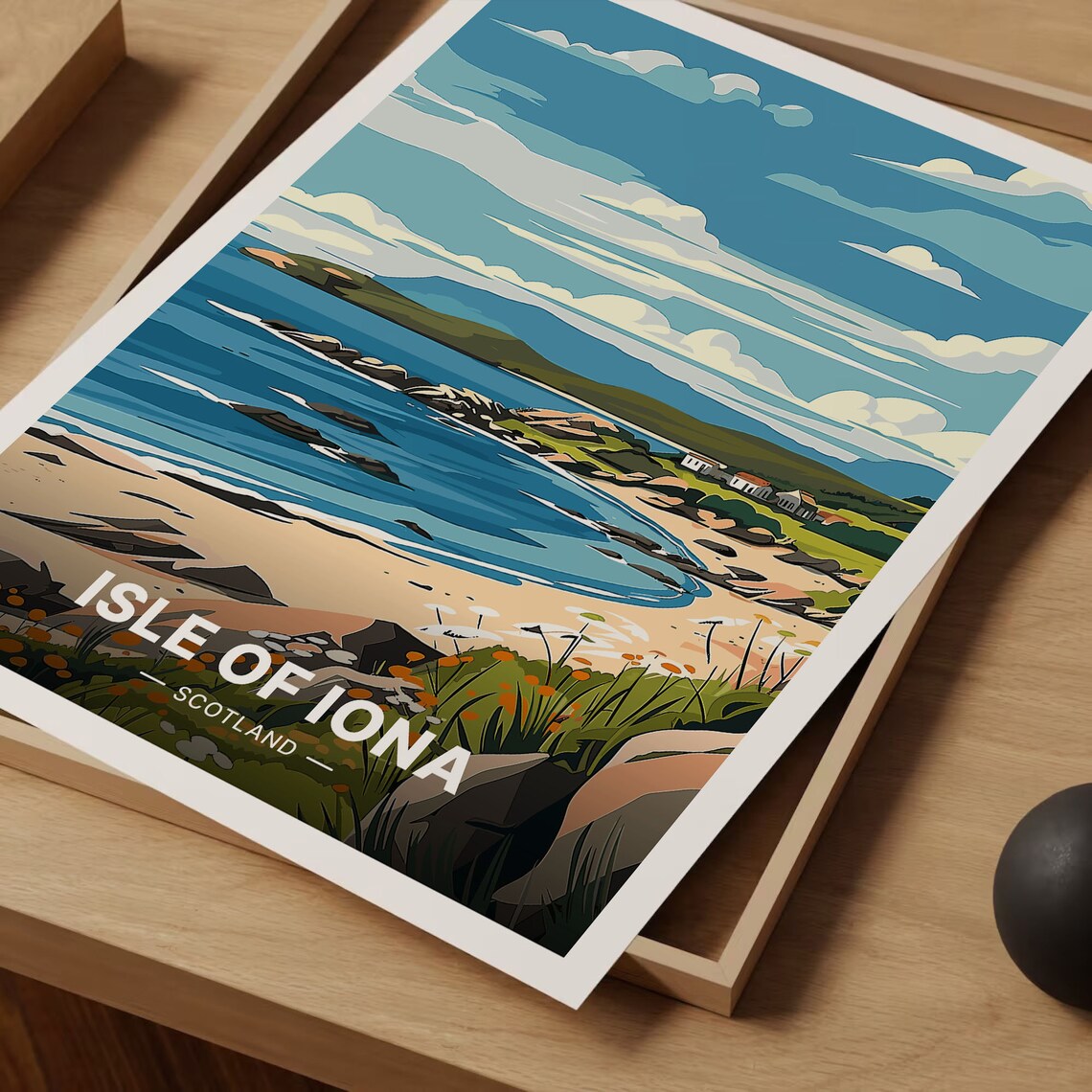 Isle of Iona Scotland White Sand Beach Bay Island Travel Poster - Image 3