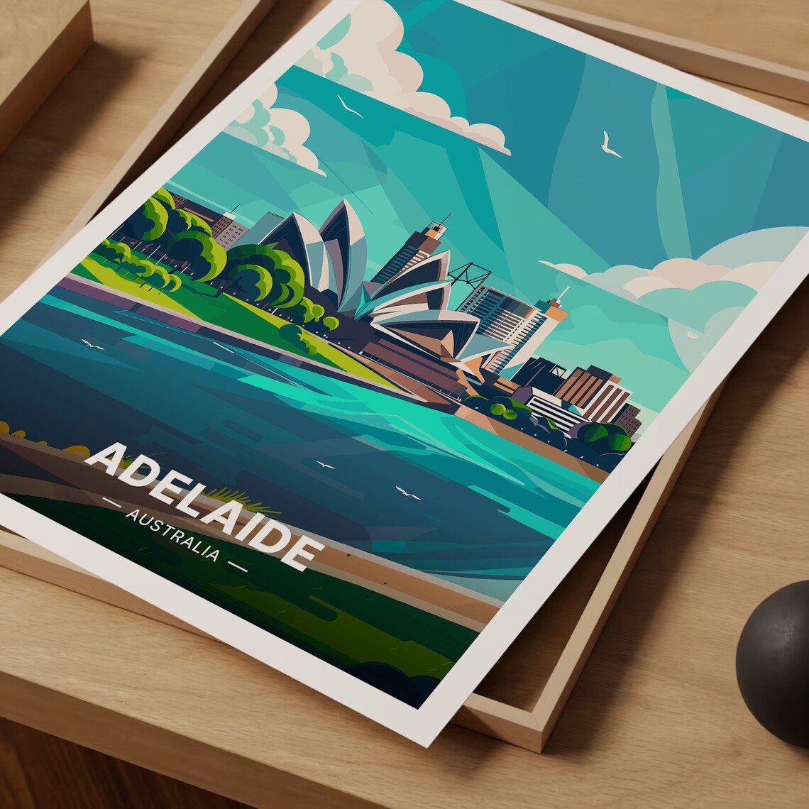 Adelaide Australia Harbour Skyline Sail Roof Building Travel Poster - Image 3