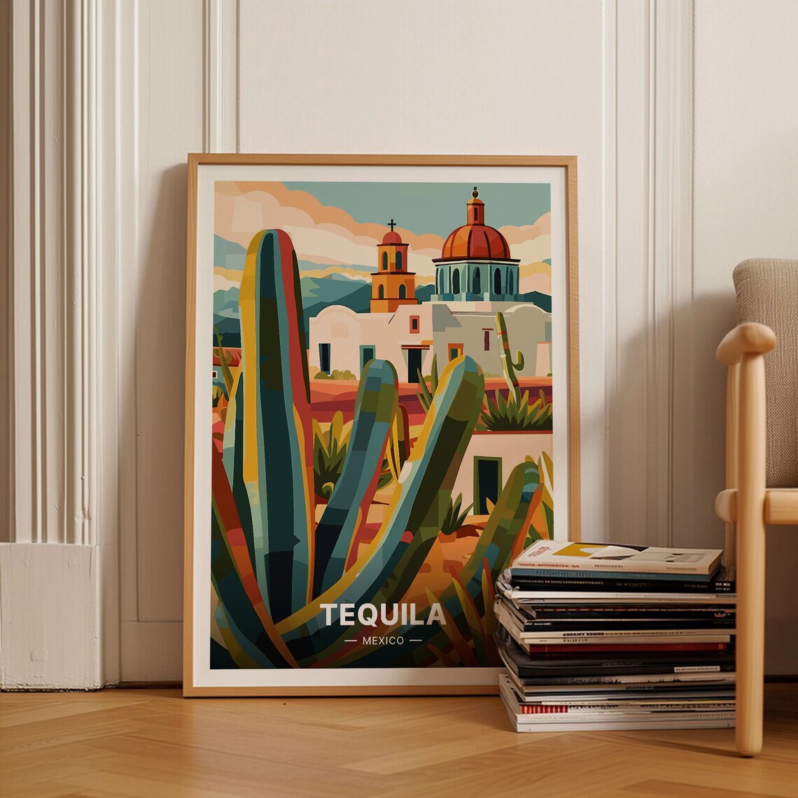 Tequila Mexico Travel Poster, Mid-Century Modern Art