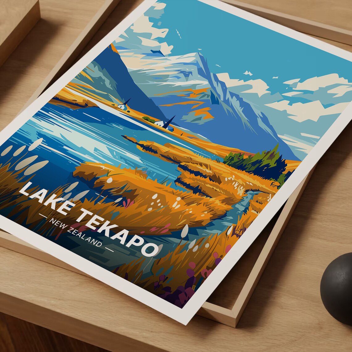 New Zealand Lake Tekapo Travel Poster, Scenic Art Print - Image 3