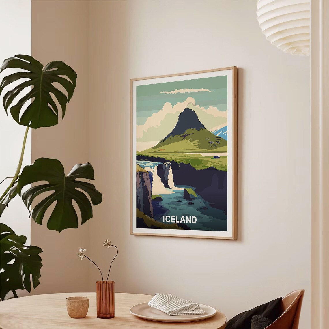 Iceland Travel Poster, Reykjavik Mount Kirkjufell - Image 2