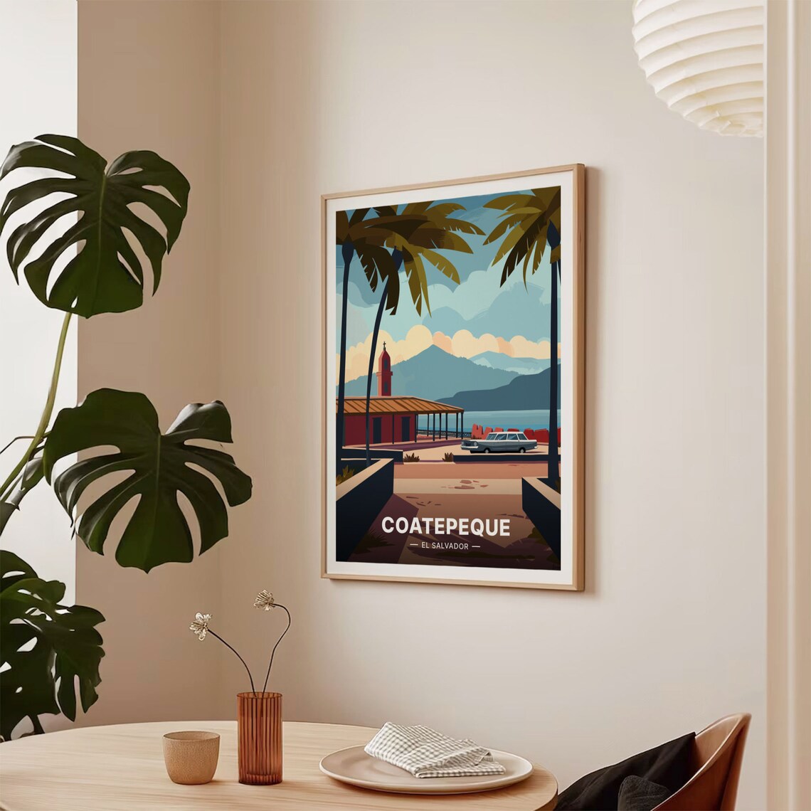 Coatepeque El Salvador Vintage Travel Style Lakeside Town Poster - Image 2