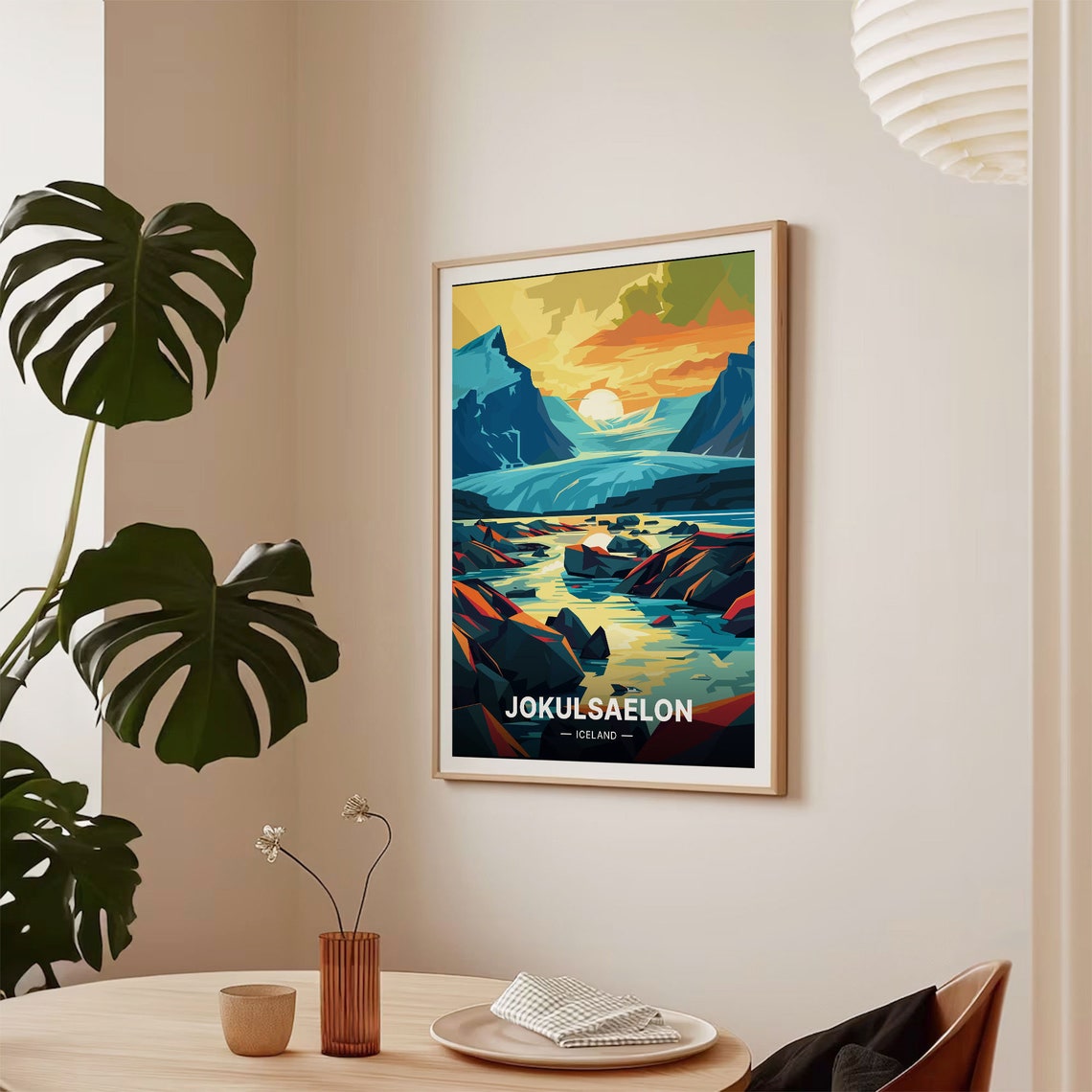 Jokulsaelon Iceland Glacier Lagoon Icebergs Sunset Landscape Poster - Image 2