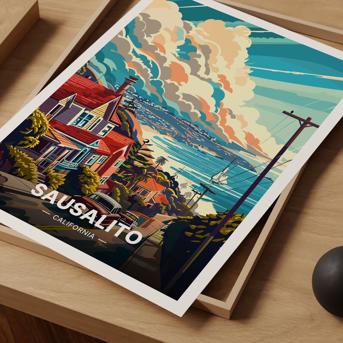 California Sausalito Travel Poster, Scenic Place Decor - Image 3