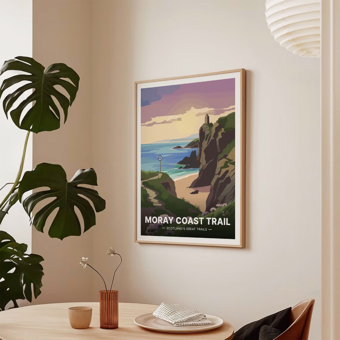 Moray Coast Trail Scotland Cliff Path Sea Stacks Beach Travel Poster - Image 2